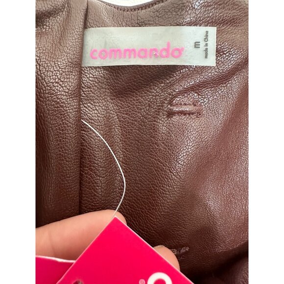 Commando Faux Leather Paperbag Pants Women Medium Brown High Rise Cropped Belted - Picture 13 of 13